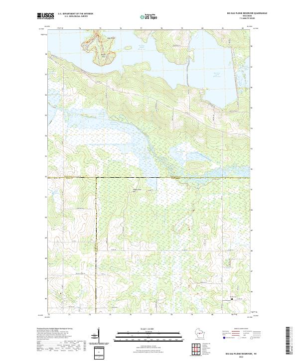 Big Eau Pleine Reservoir, WI — USGS 7.5-minute topo (2022)
