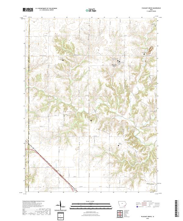 Pleasant Grove, IA — USGS 7.5-minute topo (2022)