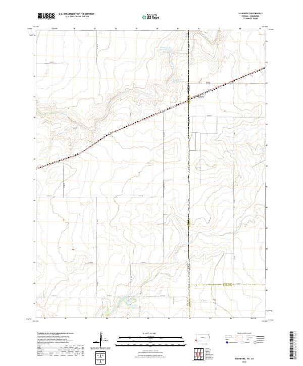 Saunders, KS-CO — USGS 7.5-minute topo (2022)
