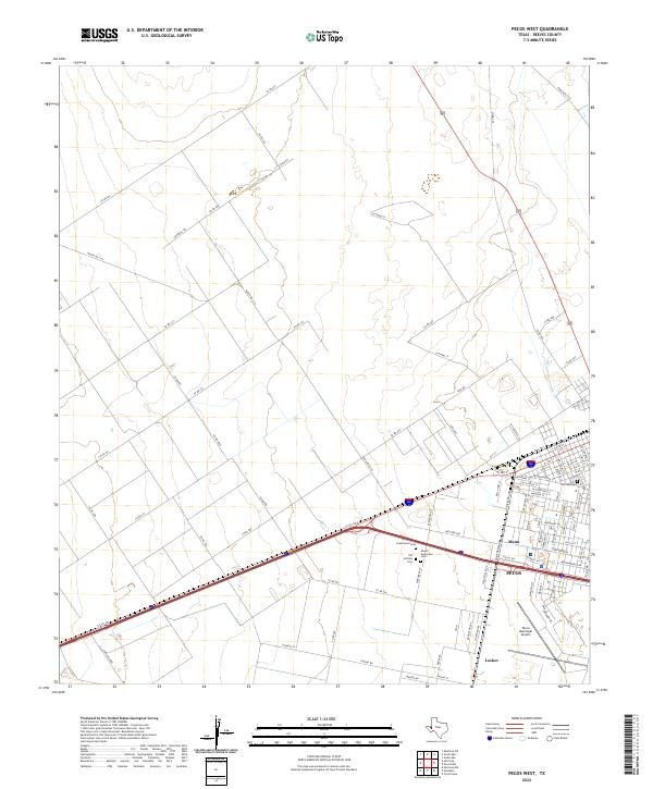 Pecos West, TX — USGS 7.5-minute topo (2022)