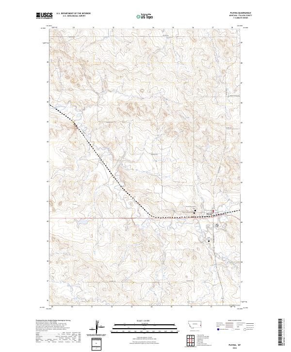 Plevna, MT — USGS 7.5-minute topo (2024)