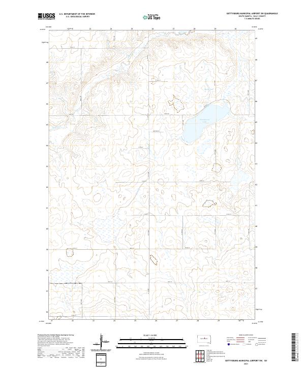 Gettysburg Municipal Airport SW, SD — USGS 7.5-minute topo (2021)