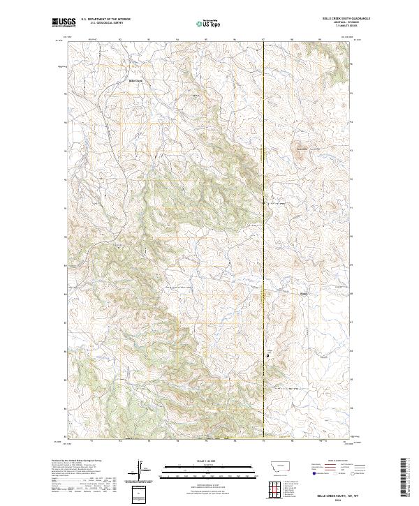 Belle Creek South, MT-WY — USGS 7.5-minute topo (2024)