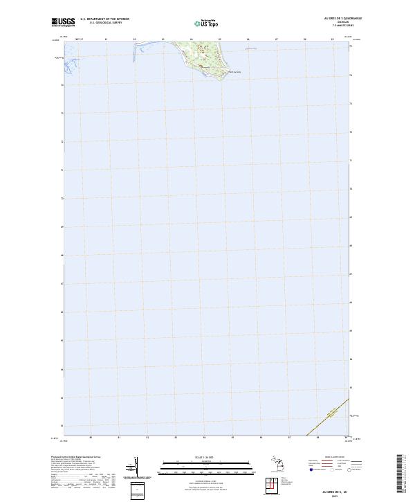 Au Gres OE S, MI — USGS 7.5-minute topo (2023)