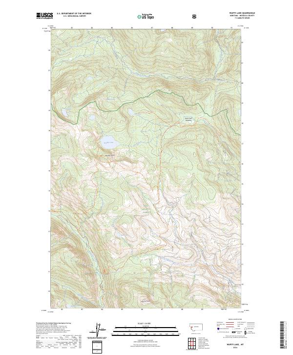 Wapiti Lake, MT — USGS 7.5-minute topo (2024)