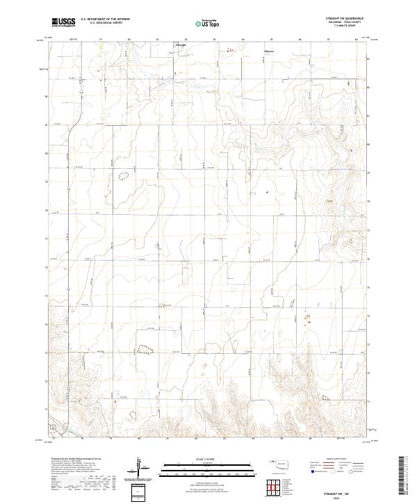 Straight SW, OK — USGS 7.5-minute topo (2022)
