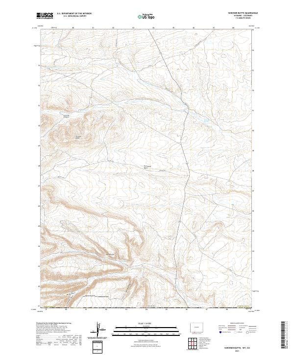 Scrivner Butte, WY-CO — USGS 7.5-minute topo (2021)