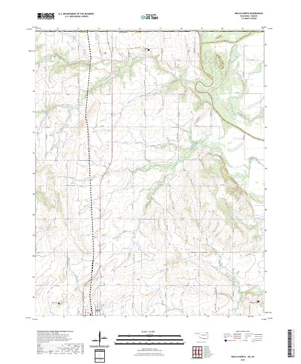 Welch North, OK-KS — USGS 7.5-minute topo (2023)