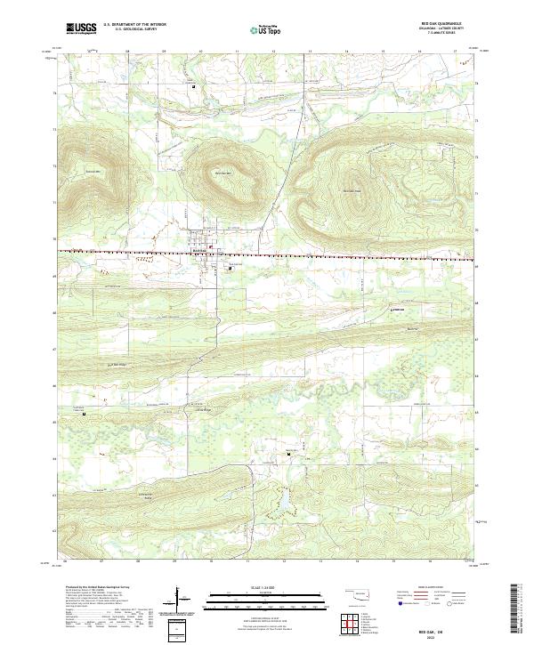 Red Oak, OK — USGS 7.5-minute topo (2022)