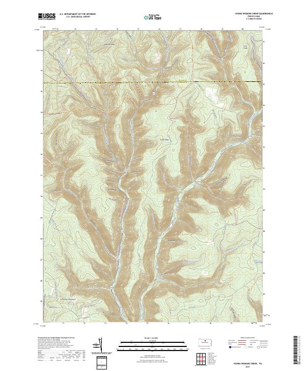 Young Womans Creek, PA — USGS 7.5-minute topo (2023)