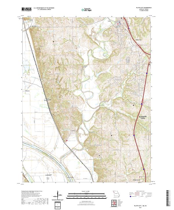 Platte City, MO-KS — USGS 7.5-minute topo (2021)