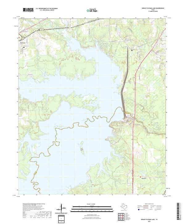 Wright Patman Lake, TX — USGS 7.5-minute topo (2022)