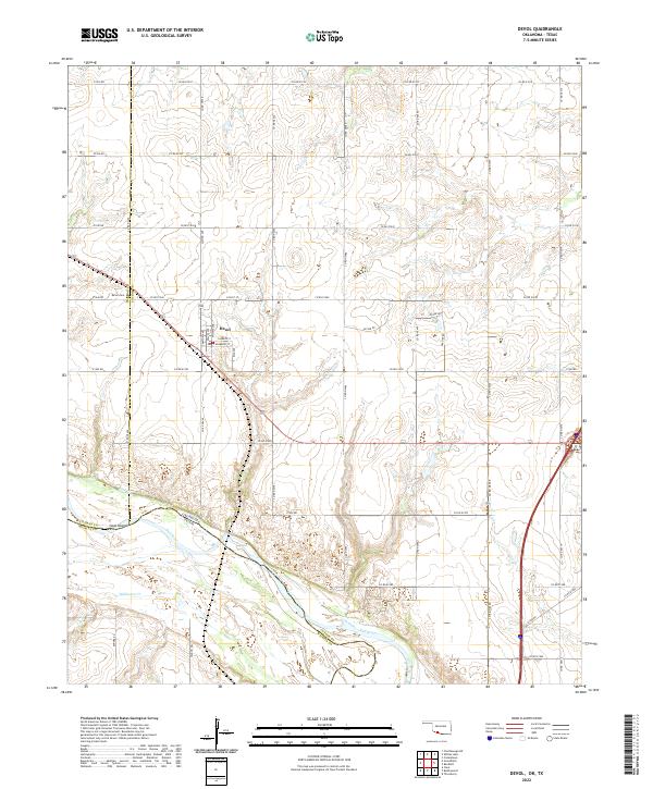 Devol, OK-TX — USGS 7.5-minute topo (2022)