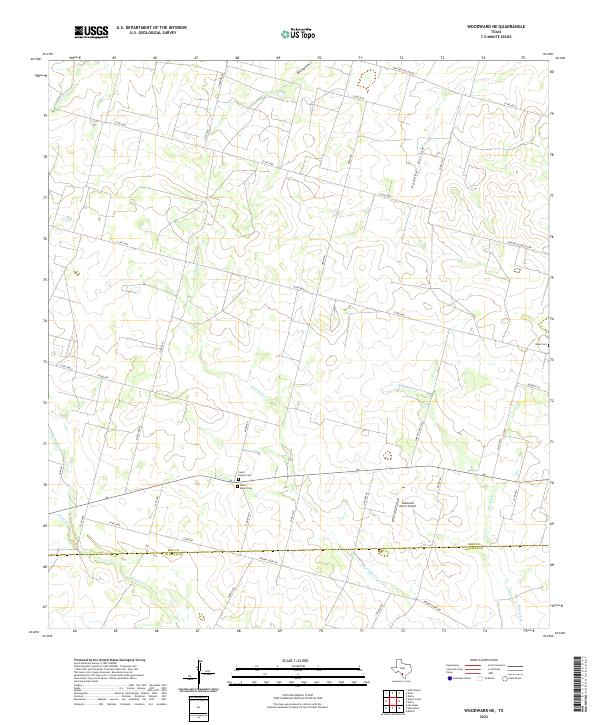 Woodward NE, TX — USGS 7.5-minute topo (2022)