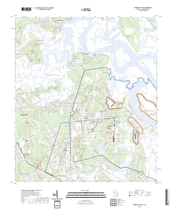 Harrietts Bluff, GA — USGS 7.5-minute topo (2024)