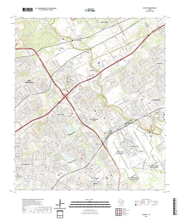 Schertz, TX — USGS 7.5-minute topo (2022)