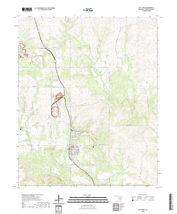 Mill Creek, OK — USGS 7.5-minute topo (2022)