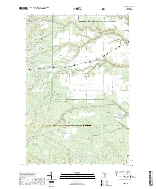 Fibre, MI — USGS 7.5-minute topo (2023)