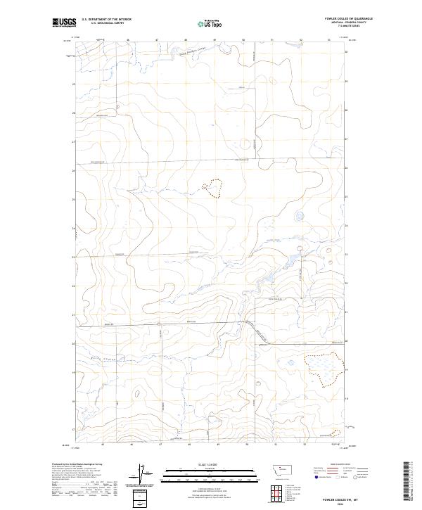 Fowler Coulee SW, MT — USGS 7.5-minute topo (2024)