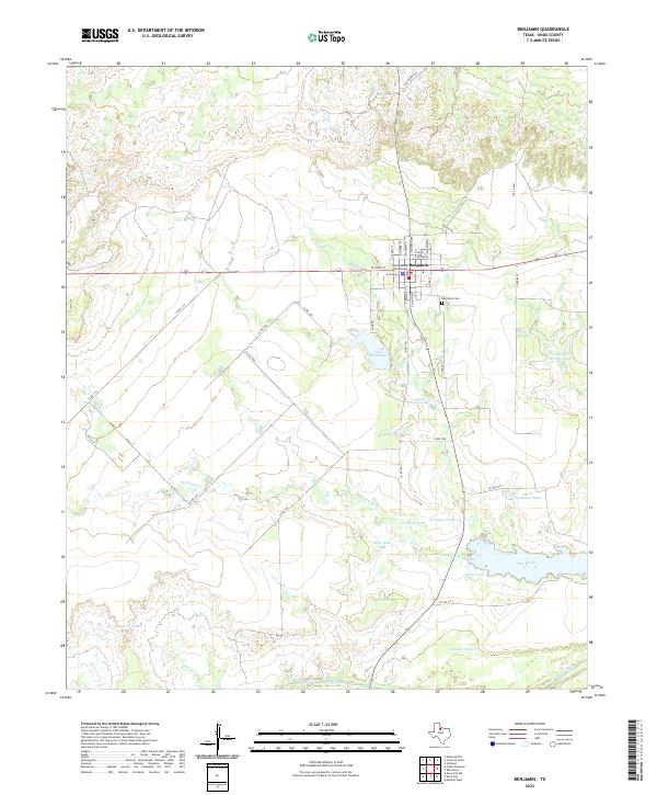 Benjamin, TX — USGS 7.5-minute topo (2022)