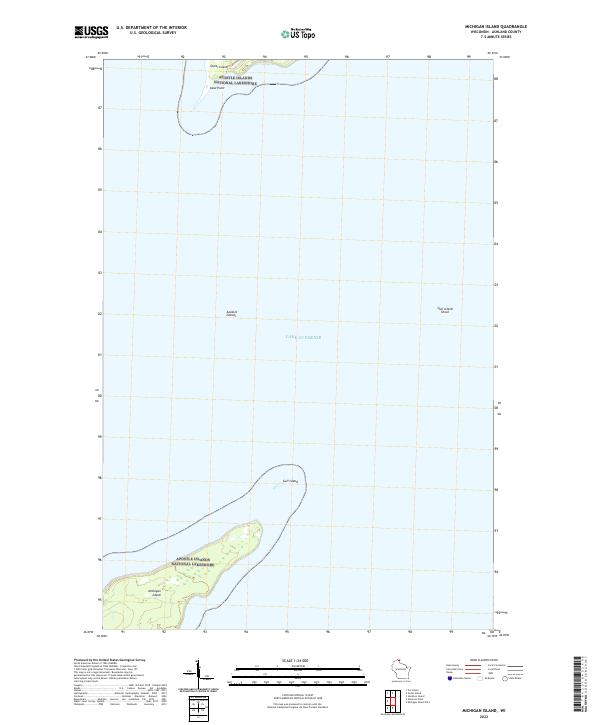 Michigan Island, WI — USGS 7.5-minute topo (2022)
