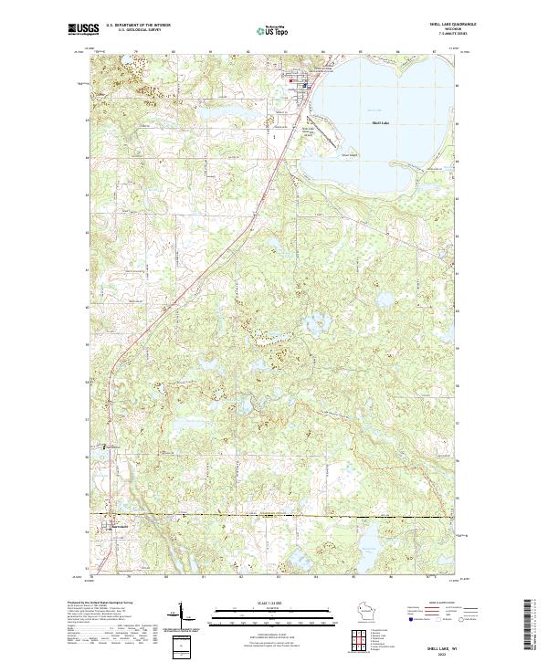 Shell Lake, WI — USGS 7.5-minute topo (2022)