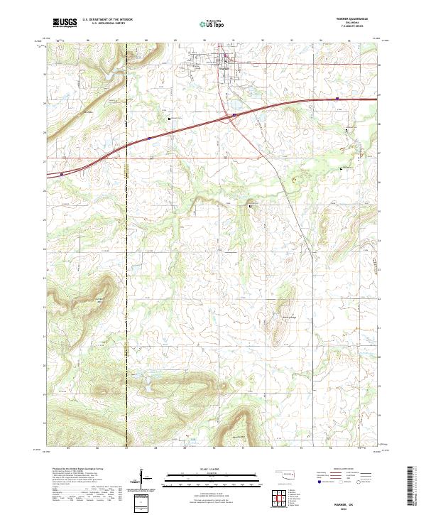 Warner, OK — USGS 7.5-minute topo (2022)
