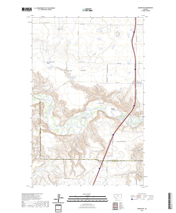 Ledger NW, MT — USGS 7.5-minute topo (2024)
