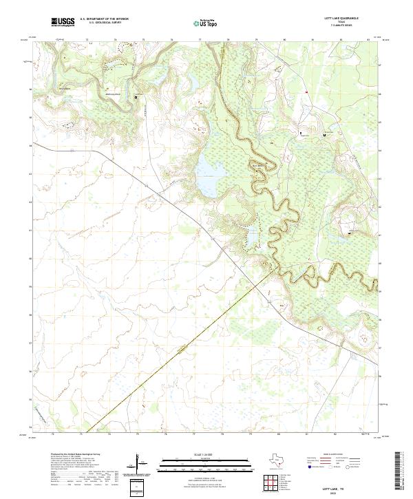 Lott Lake, TX — USGS 7.5-minute topo (2022)