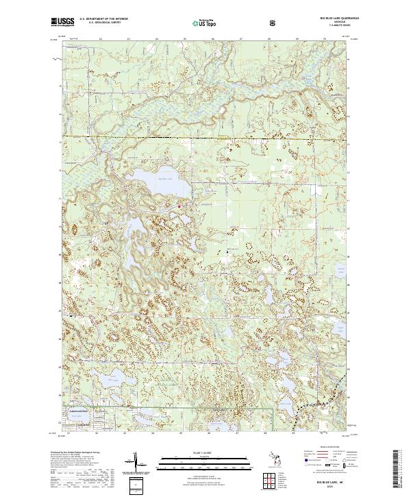 Big Blue Lake, MI — USGS 7.5-minute topo (2023)