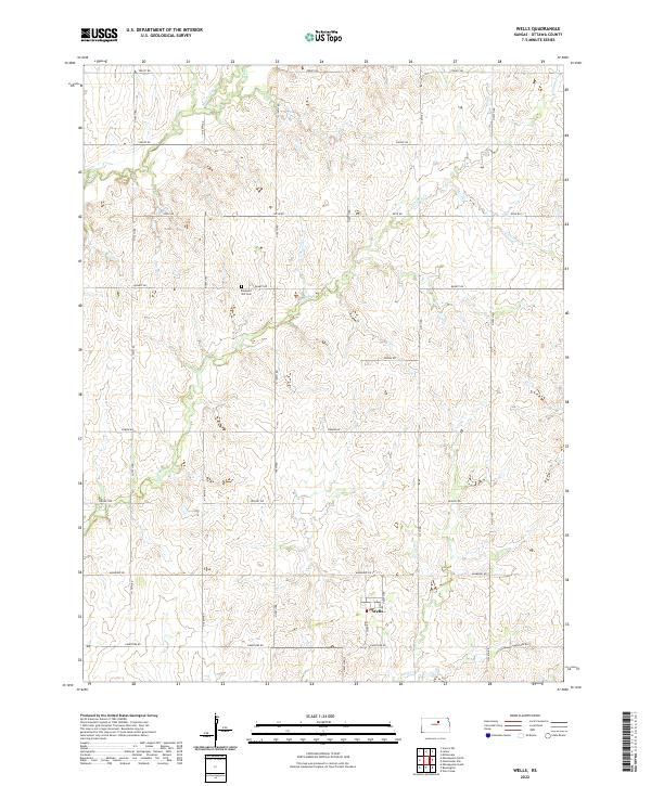 Wells, KS — USGS 7.5-minute topo (2022)