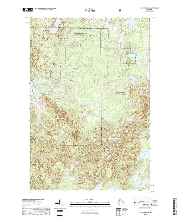 Lake Tahkodah, WI — USGS 7.5-minute topo (2022)