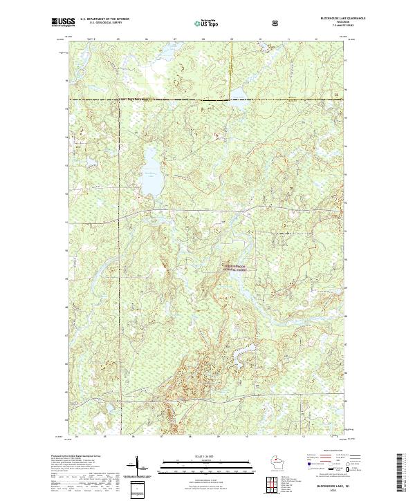 Blockhouse Lake, WI — USGS 7.5-minute topo (2022)