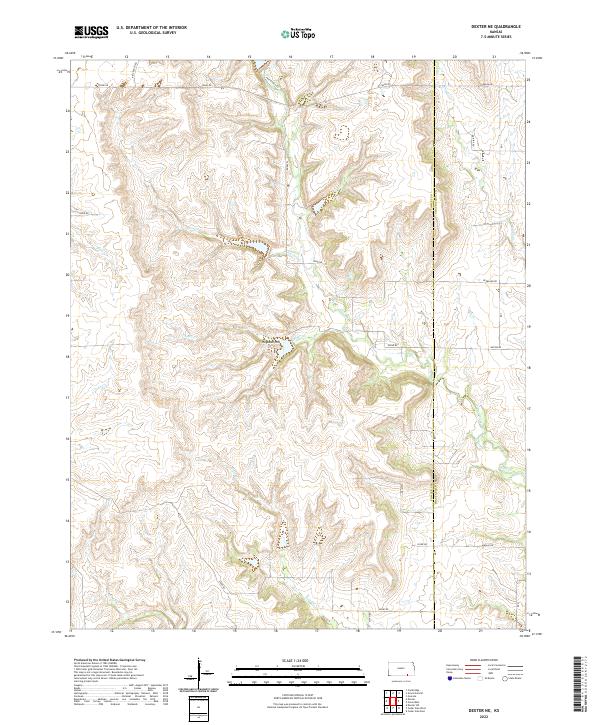 Dexter NE, KS — USGS 7.5-minute topo (2022)