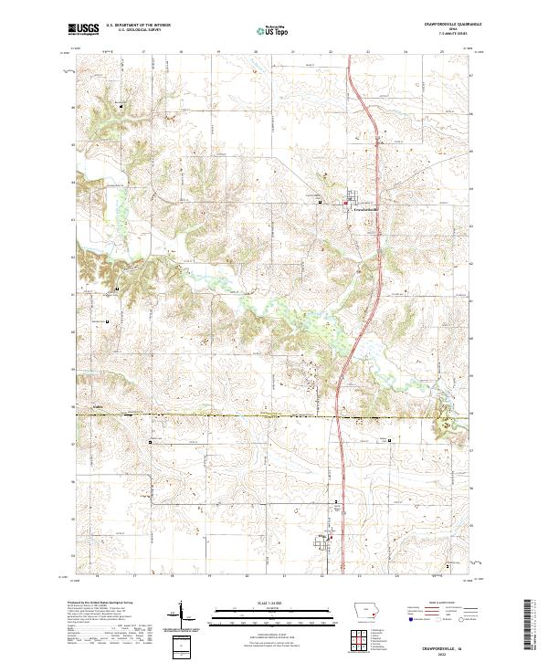 Crawfordsville, IA — USGS 7.5-minute topo (2022)
