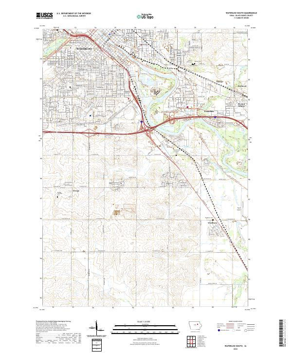 Waterloo South, IA — USGS 7.5-minute topo (2022)