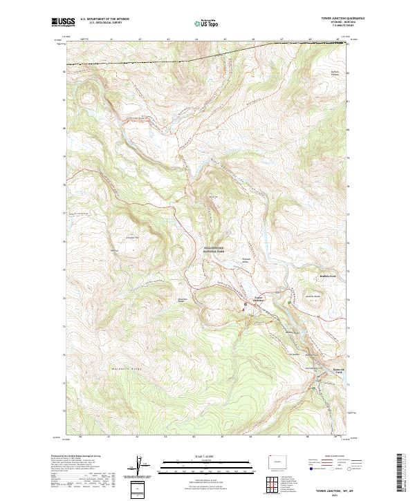 Tower Junction, WY-MT — USGS 7.5-minute topo (2021)