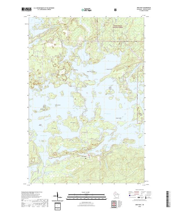New Post, WI — USGS 7.5-minute topo (2022)