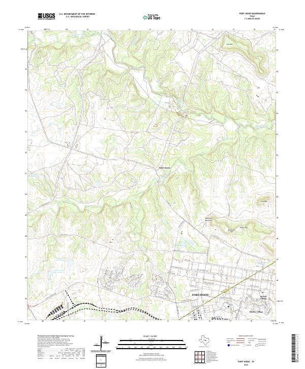 Fort Hood, TX — USGS 7.5-minute topo (2022)