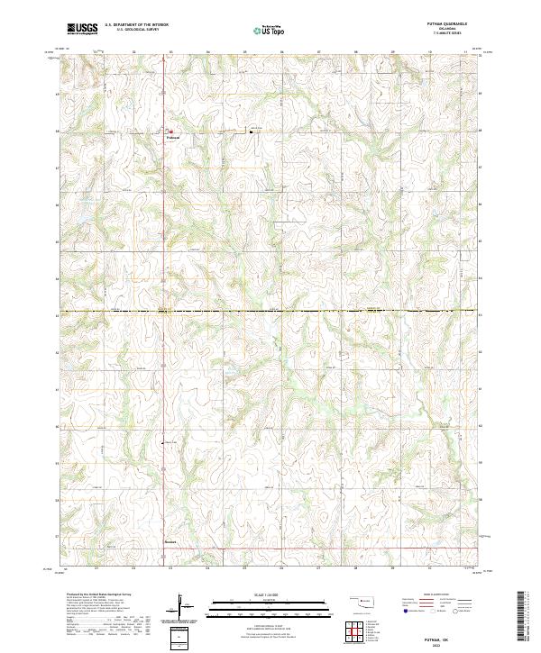 Putnam, OK — USGS 7.5-minute topo (2022)