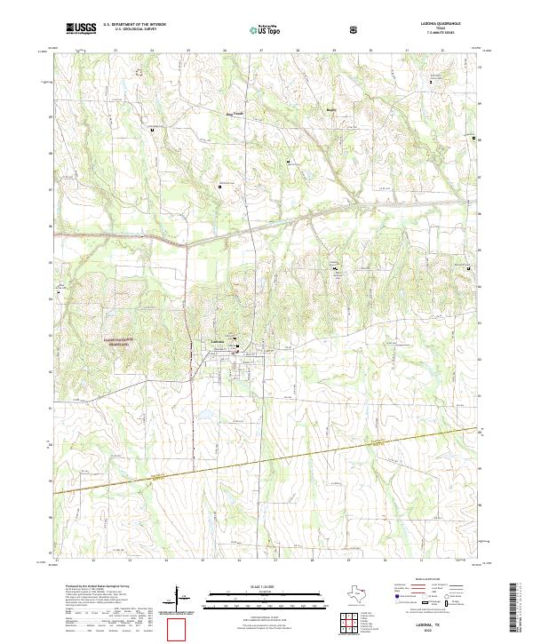 Ladonia, TX — USGS 7.5-minute topo (2022)