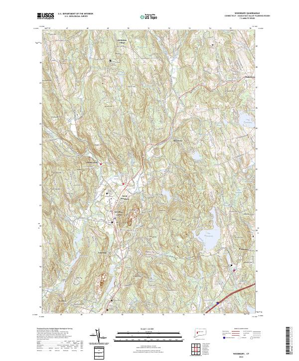 Woodbury, CT — USGS 7.5-minute topo (2024)