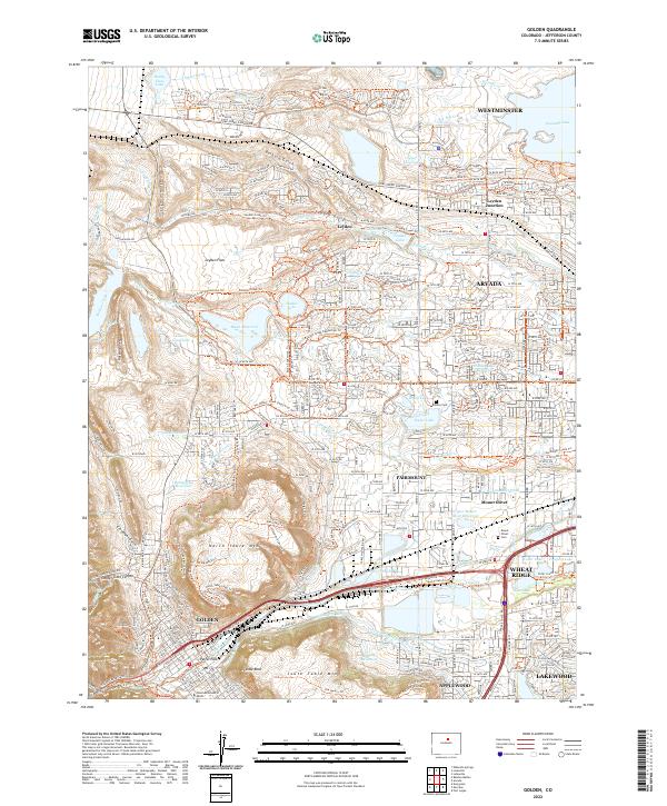 Golden, CO — USGS 7.5-minute topo (2022)