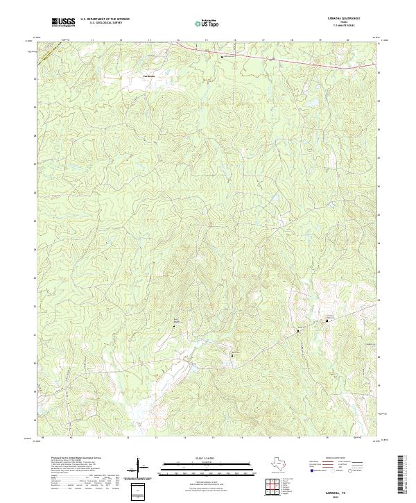 Carmona, TX — USGS 7.5-minute topo (2022)