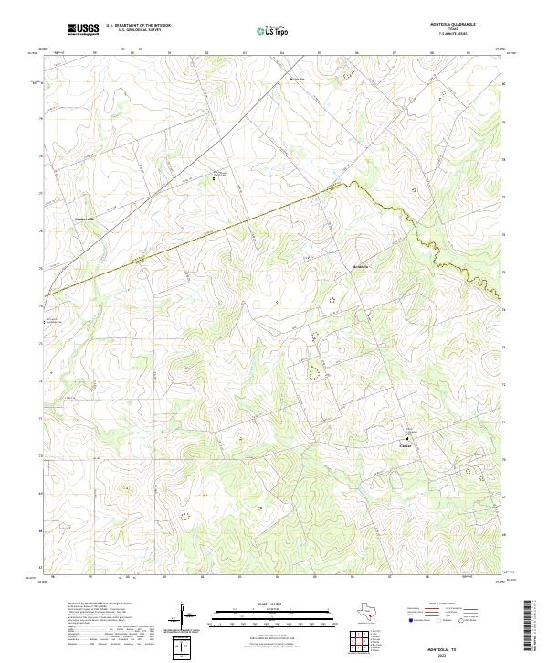 Monteola, TX — USGS 7.5-minute topo (2022)