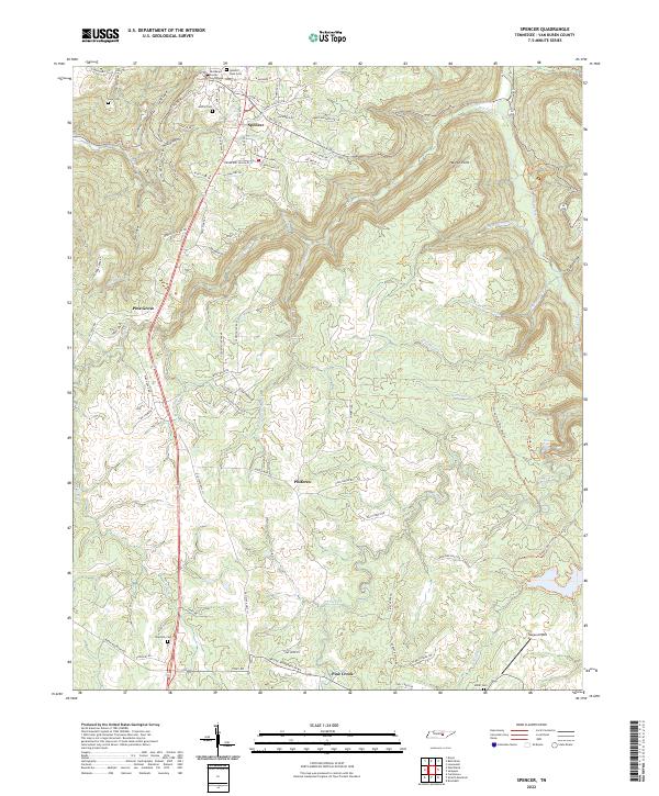 Spencer, TN — USGS 7.5-minute topo (2022)