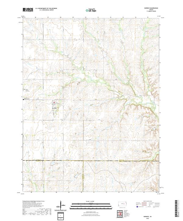 Burdick, KS — USGS 7.5-minute topo (2022)