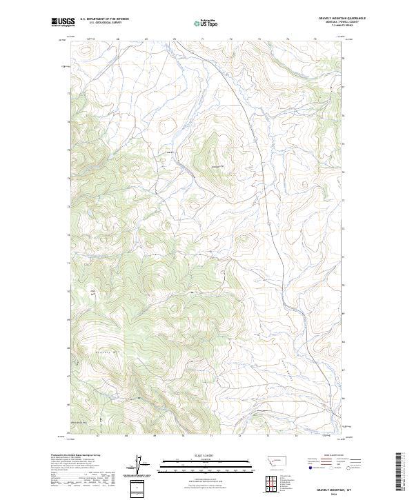 Gravely Mountain, MT — USGS 7.5-minute topo (2024)