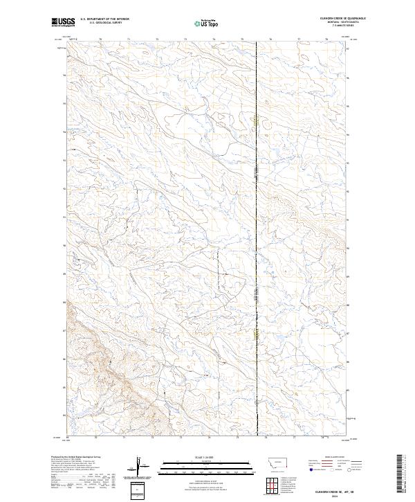 Elkhorn Creek SE, MT-SD — USGS 7.5-minute topo (2024)