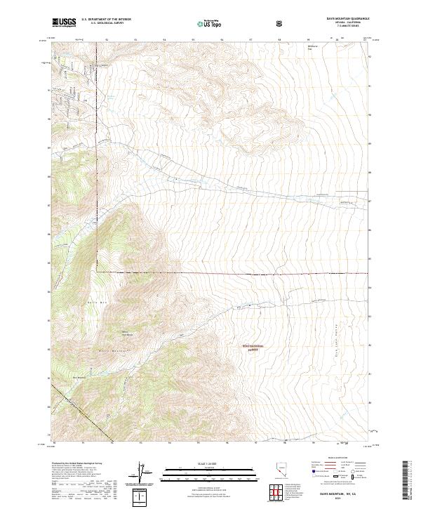 Davis Mountain, NV-CA — USGS 7.5-minute topo (2021)